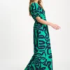pom amsterdam dresses jurk poplin waves green 1226665333
