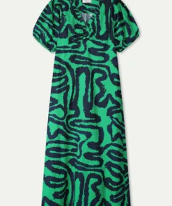 Alternative view of Pom Amsterdam dress Poplin waves green SP9552 multicolour