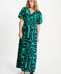 Pom Amsterdam dress Poplin waves green SP9552 multicolour