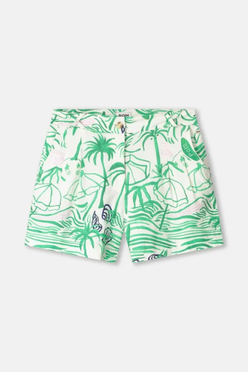 Alternative view of Pom Amsterdam shorts Beach vibes linen SP9569 green