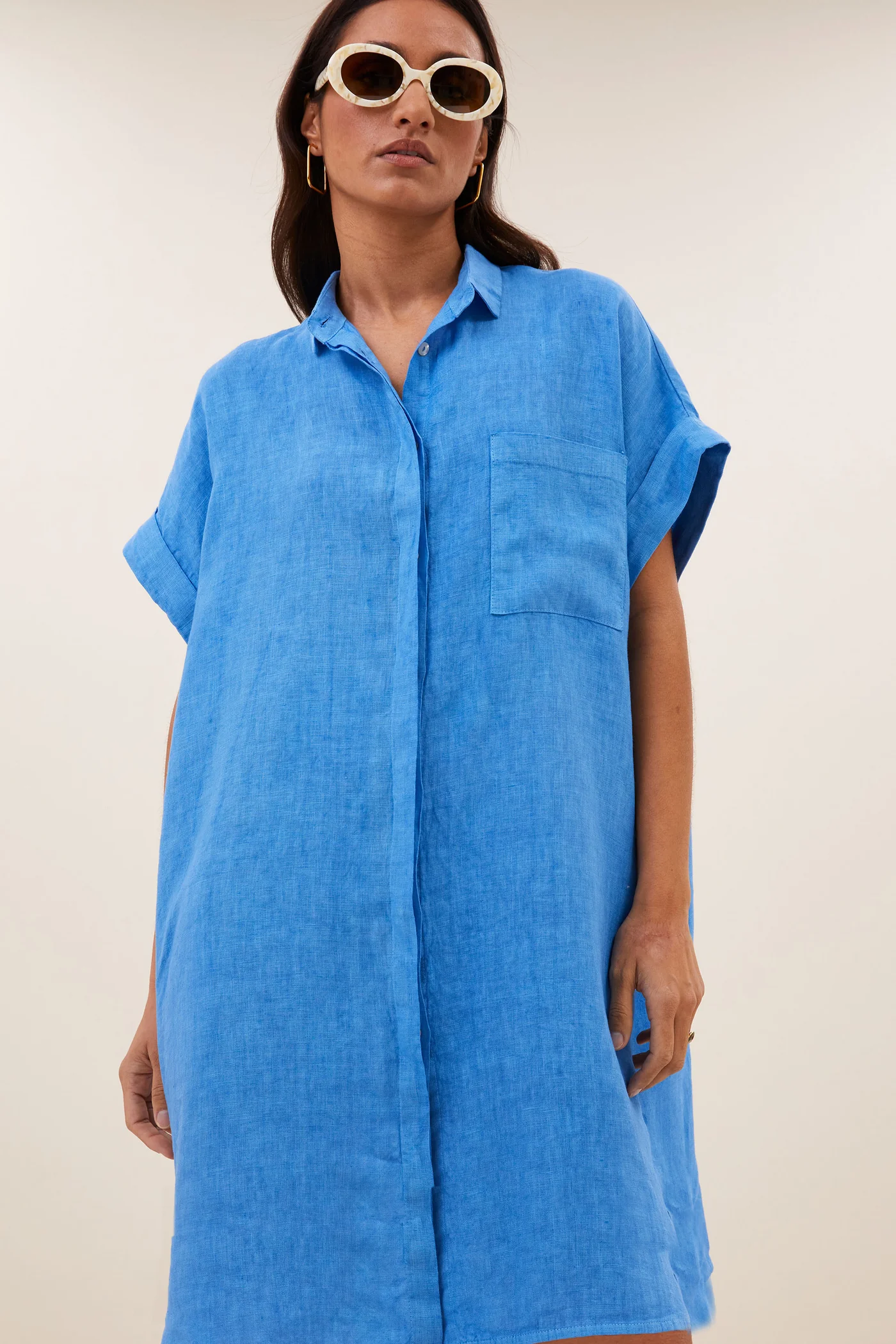 By-Bar Hella linen dress regatta blue - Afbeelding 4