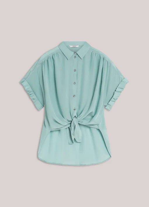 Alternative view of Summum 2s3484  blouse short sleeves viscose cotton glacier blue