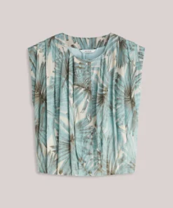 Alternative view of Summum 2s3494 blouse sleeveless flowers all over glacier blue
