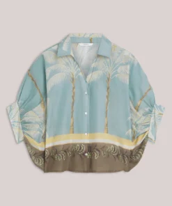 Alternative view of Summum 2s3496 Glacier blue blouse palmtree print glacier blue