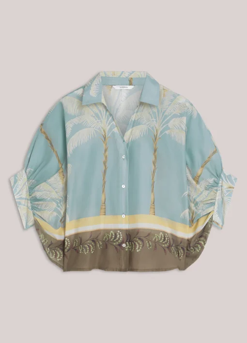Alternative view of Summum 2s3496 Glacier blue blouse palmtree print glacier blue