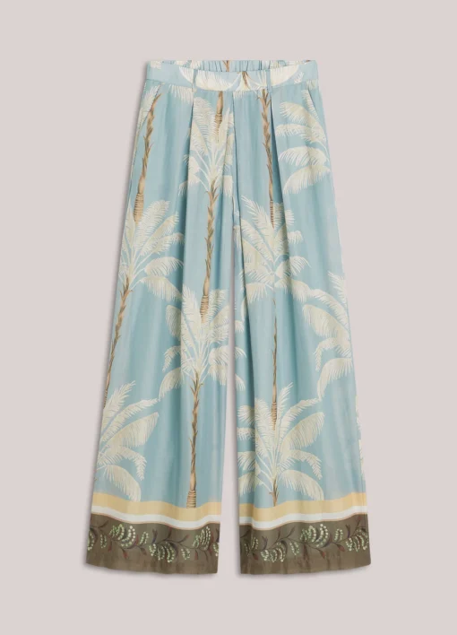 Alternative view of Summum 4s2993 trousers palmtree print single border glacier blue