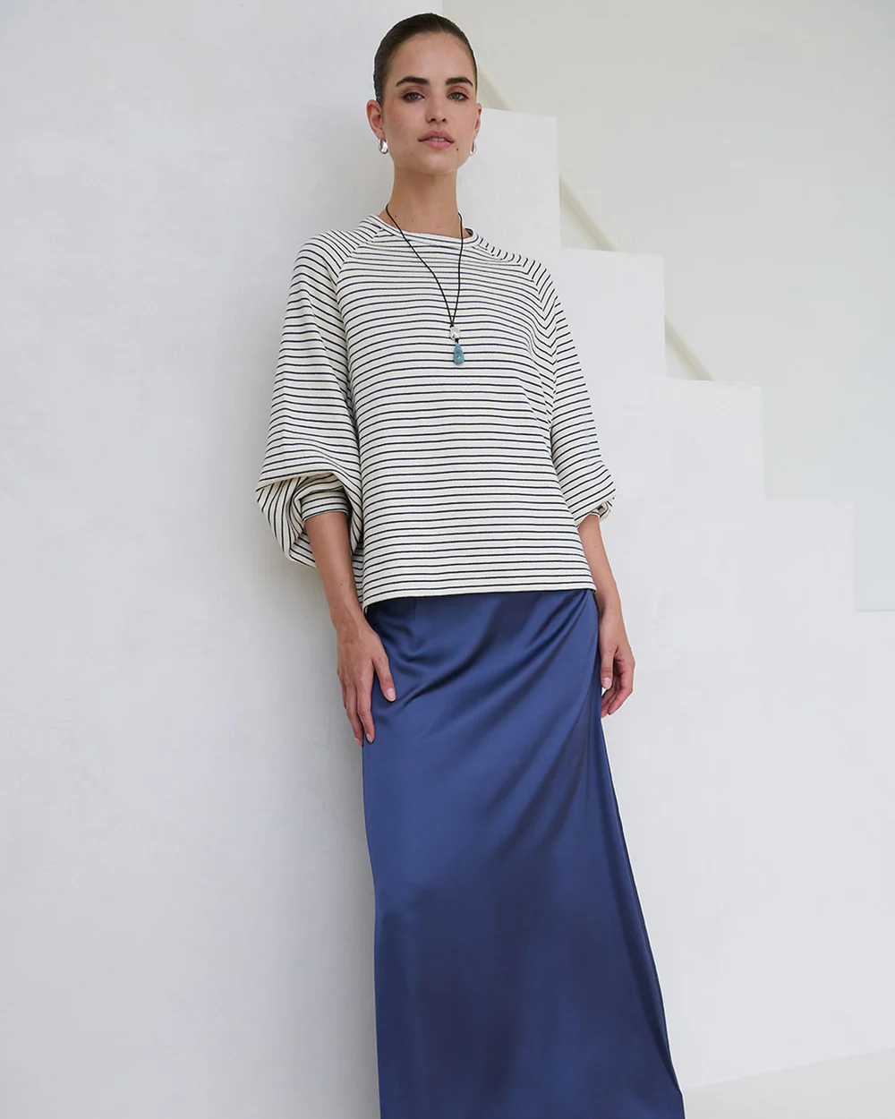 Another-Label Flori stripe sweat navy white stripe - Afbeelding 5