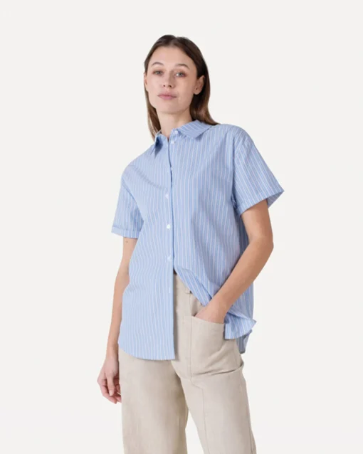 Another-Label Blanche shirt blue brown stripe