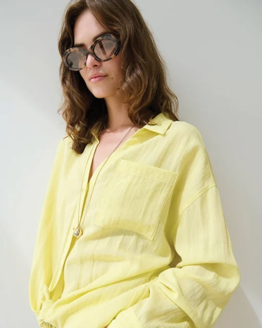 Another-Label Boisy shirt lemon grass