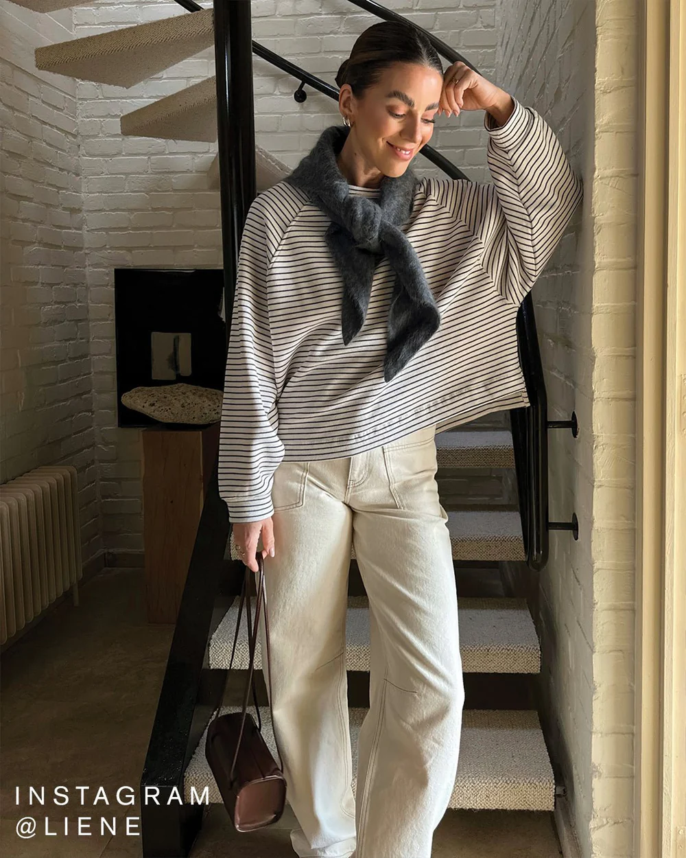 Another-Label Flori stripe sweat navy white stripe - Afbeelding 4