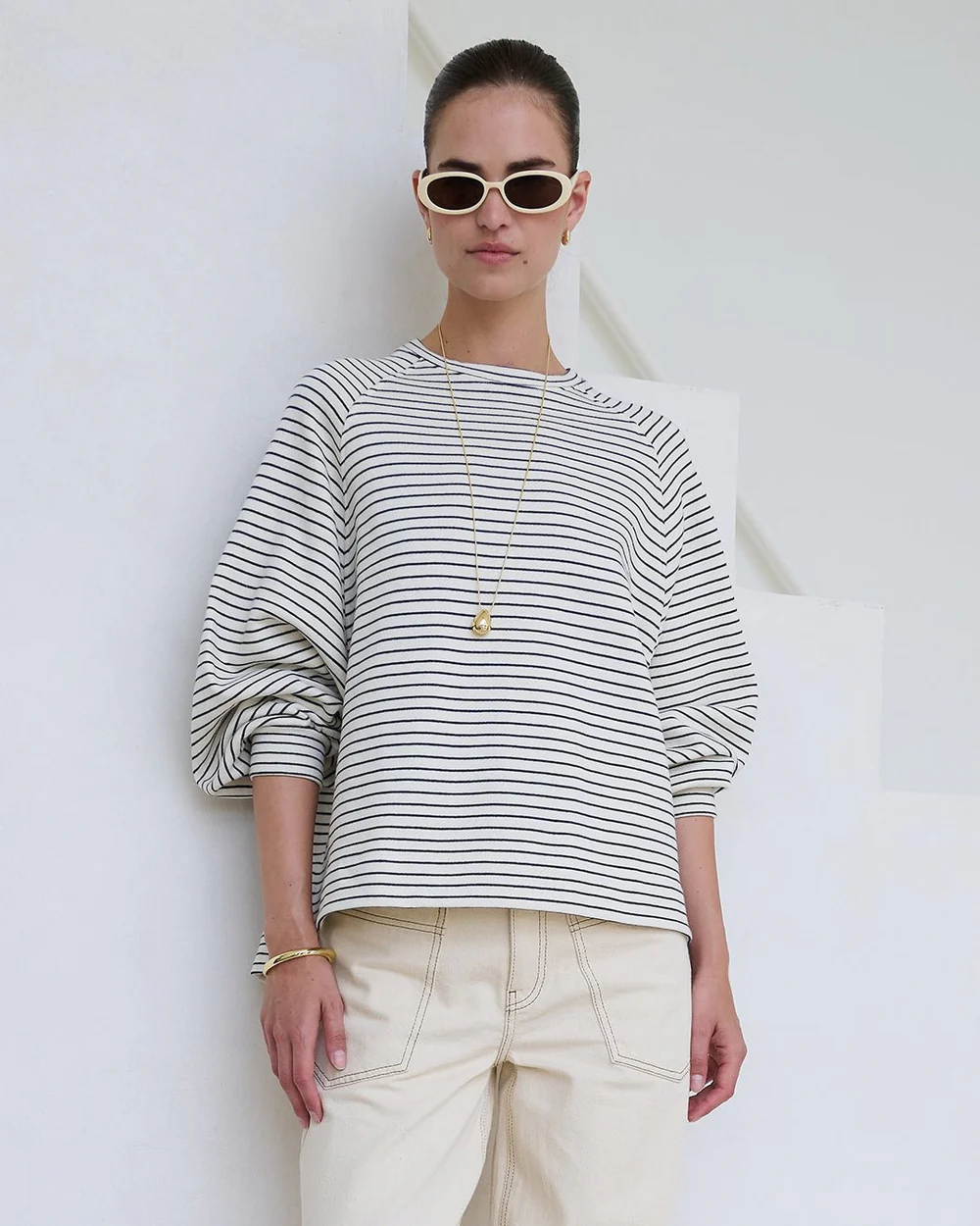 Another-Label Flori stripe sweat navy white stripe - Afbeelding 6