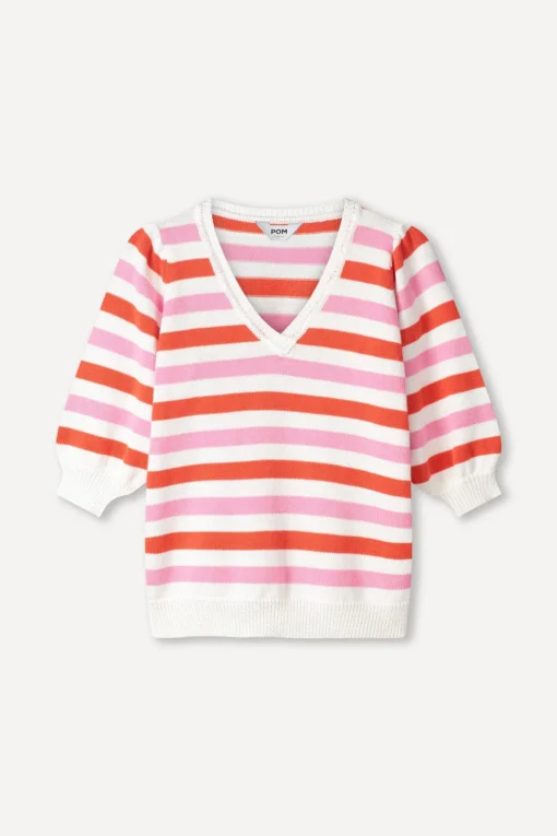 Alternative view of Pom Amsterdam Pullover striped pink orange sp9493