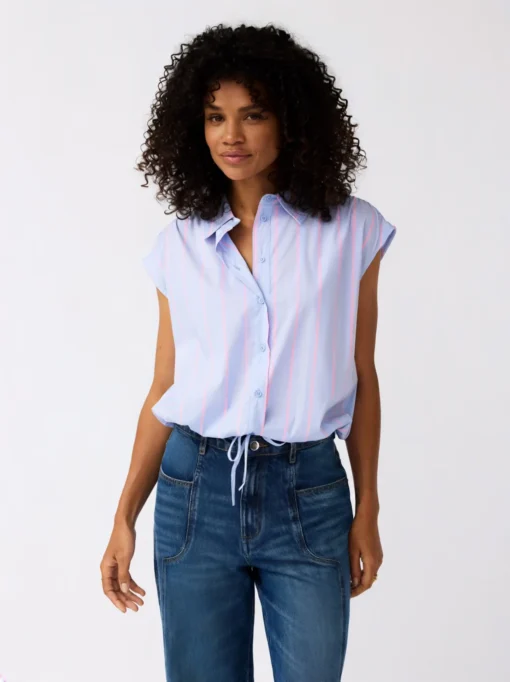 Alchemist Z26 Flora blouse SB0213 stripe sky blue/rose