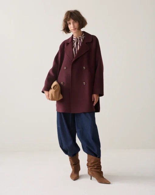 Summum W26 1s1308 Coat wool classic dark burgundy