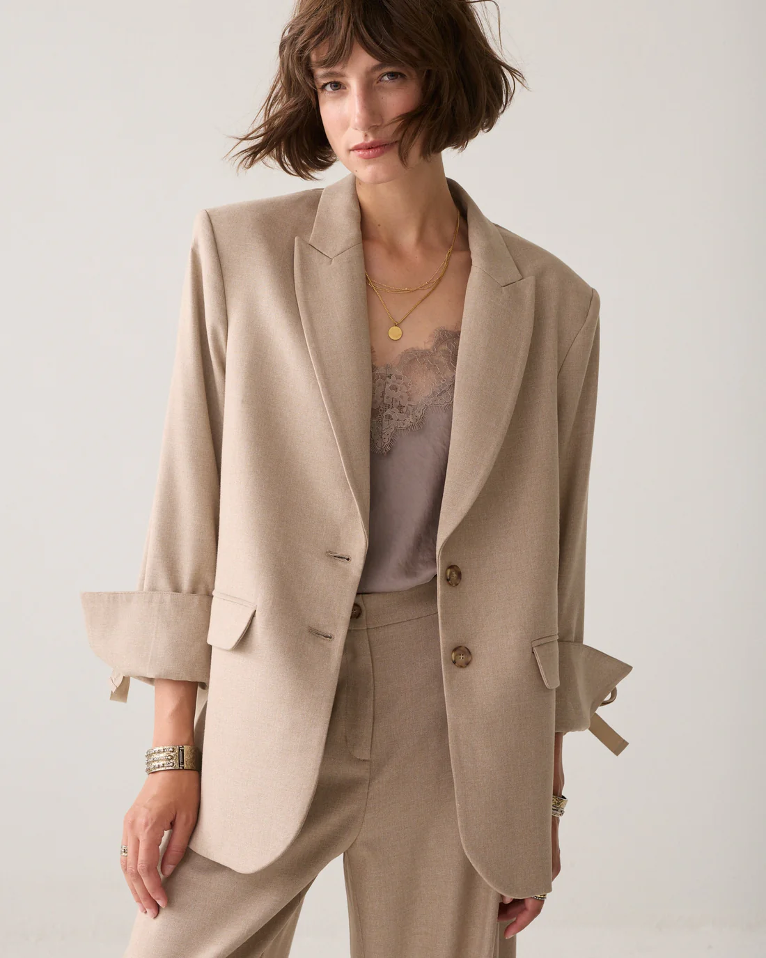 Summum W26 1s1330 Blazer twill melange light taupe - Afbeelding 3