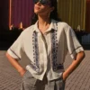 By-Bar W26 Pre-Fall Jela embroidery blouse sand - Afbeelding 3