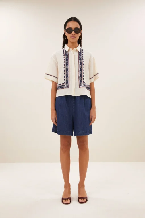 By-Bar W26 Pre-Fall Jela embroidery blouse sand
