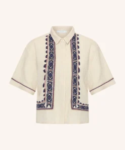 Alternative view of By-Bar W26 Pre-Fall Jela embroidery blouse sand