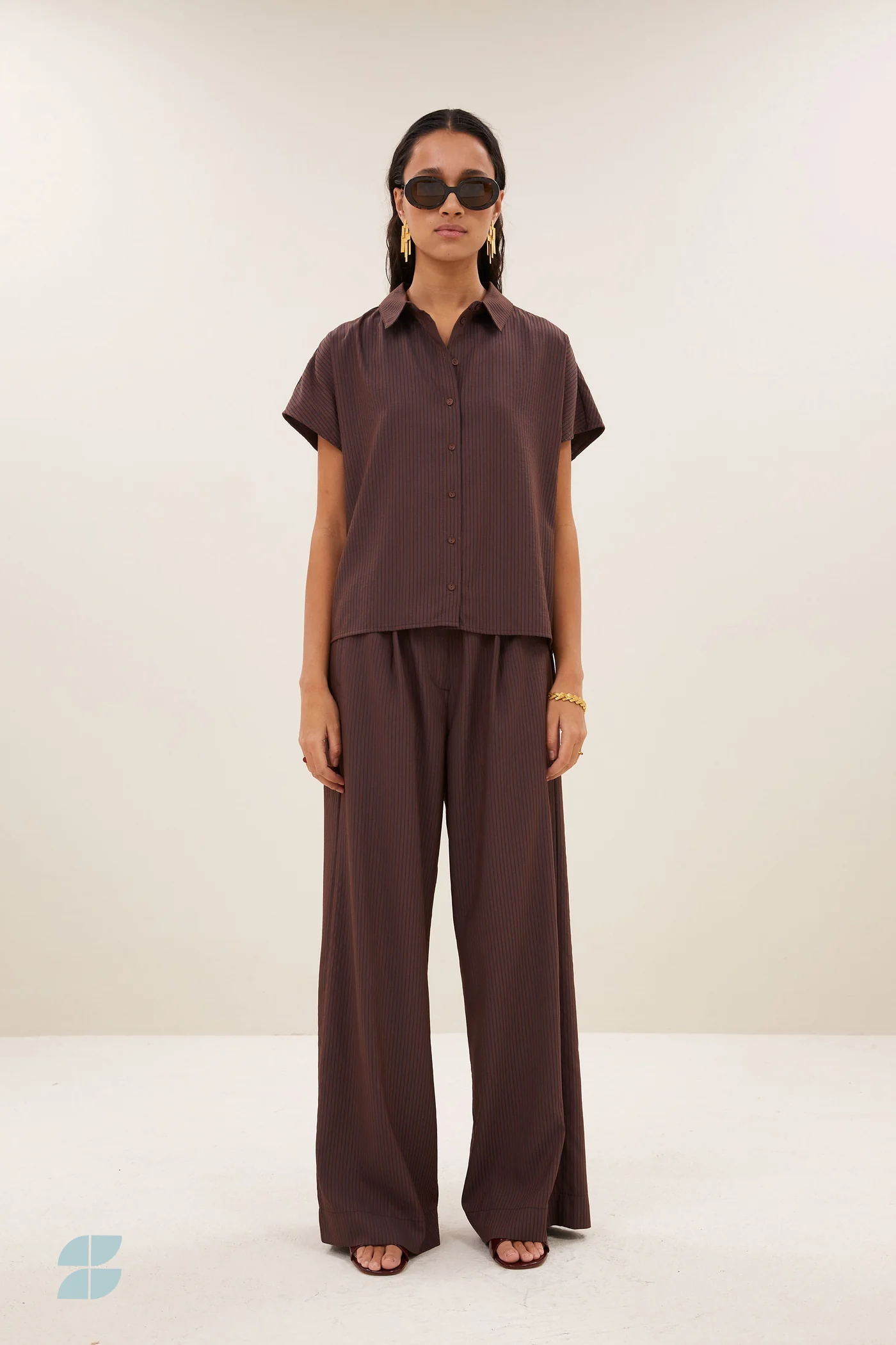 By-Bar W26 Pre-Fall Barley tan stripe blouse tanning stripe - Afbeelding 7