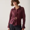 Summum W26 2s3524 Blouse lyocell blend dark burgundy - Afbeelding 3