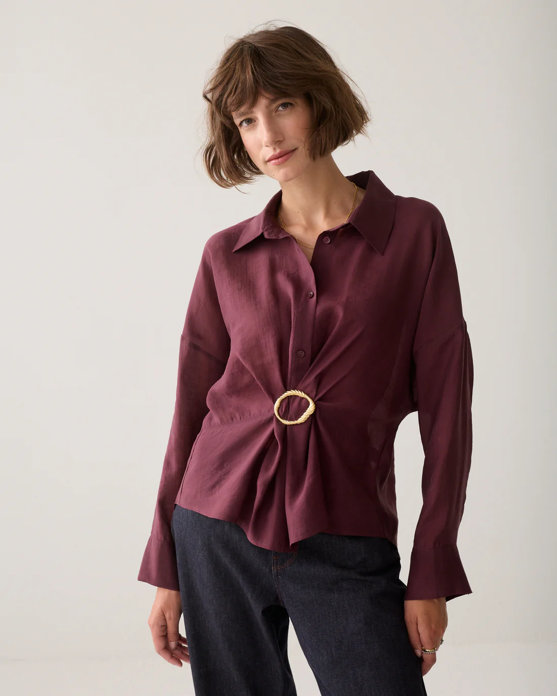 Summum W26 2s3524 Blouse lyocell blend dark burgundy - Afbeelding 3