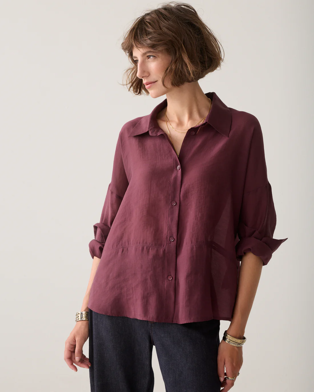 Summum W26 2s3524 Blouse lyocell blend dark burgundy - Afbeelding 6