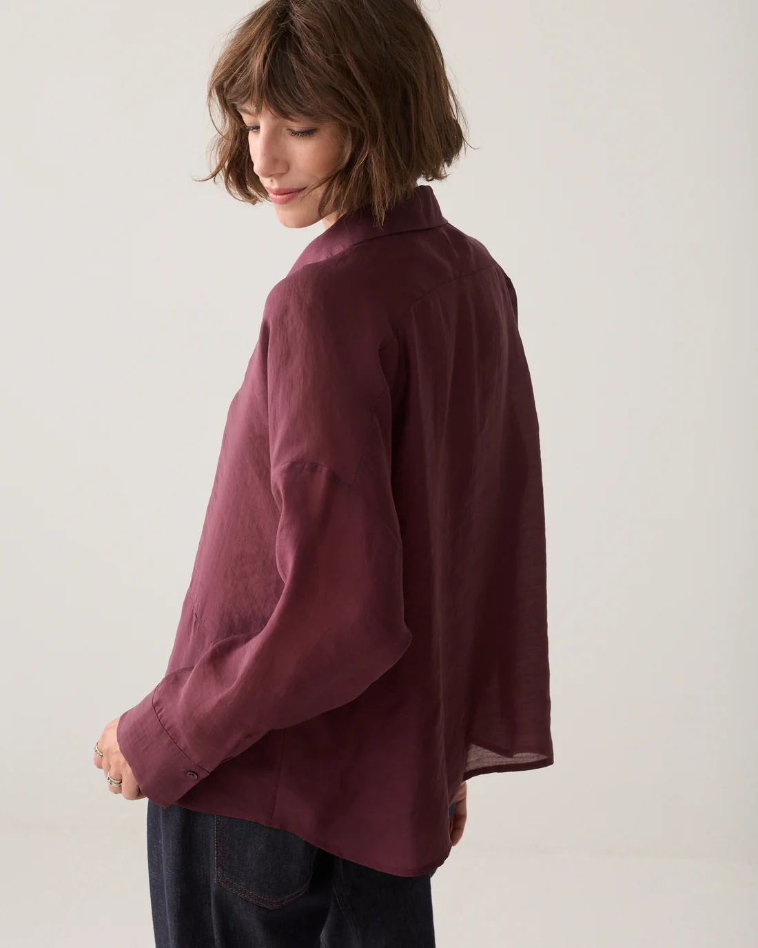Summum W26 2s3524 Blouse lyocell blend dark burgundy - Afbeelding 5
