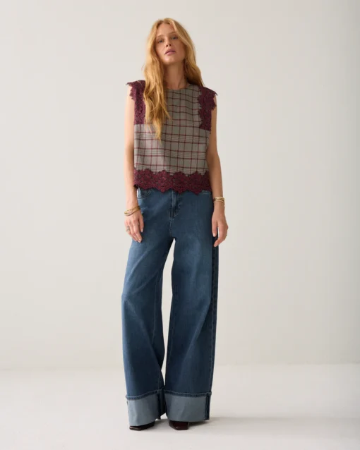 Summum W26 2s3525 Top check burgundy multicolour