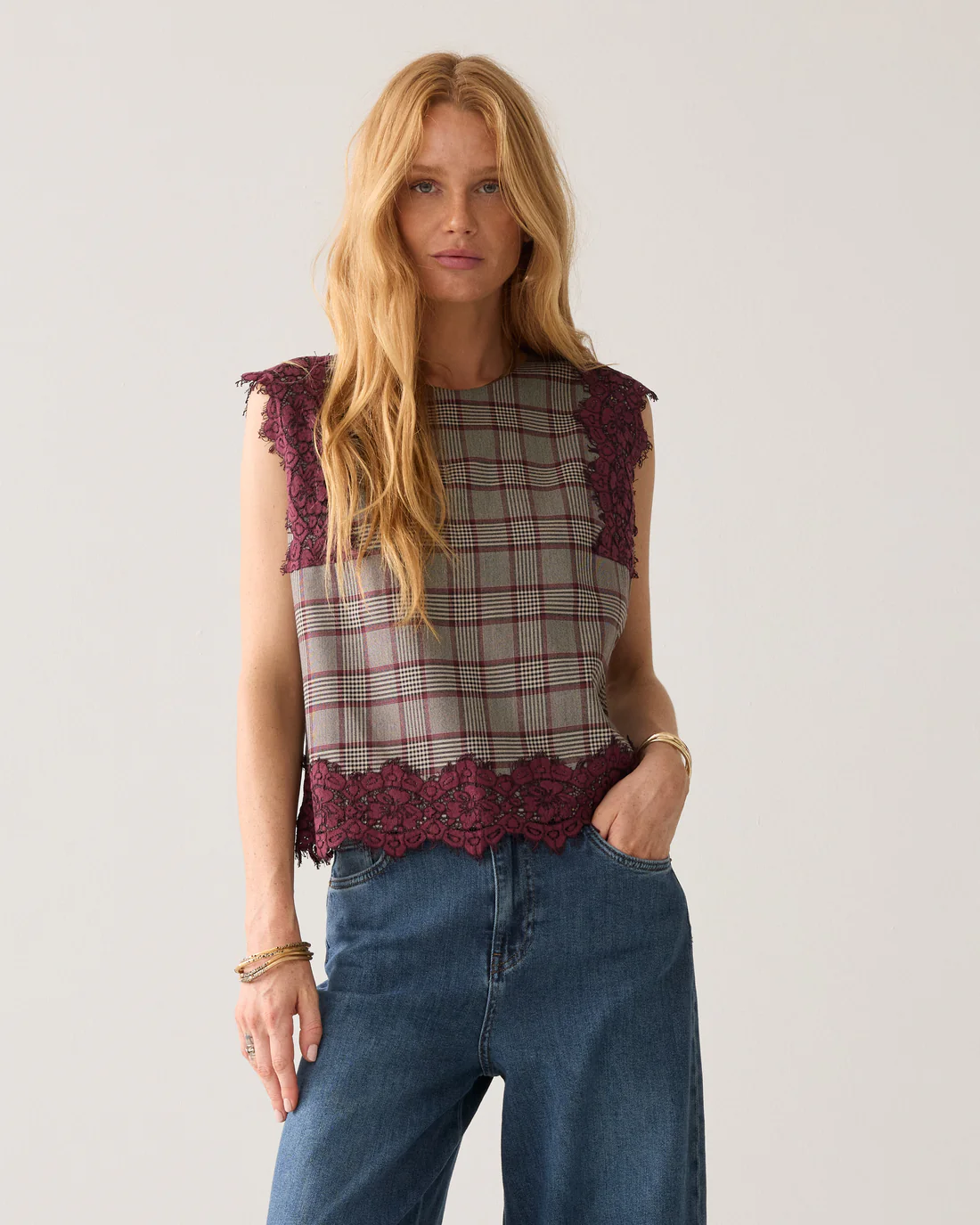 Summum W26 2s3525 Top check burgundy multicolour - Afbeelding 3