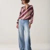Summum W26 2s3560 Top v-neck stripe printed multicolour