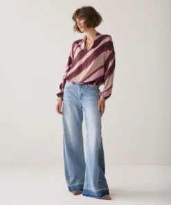 Summum W26 2s3560 Top v-neck stripe printed multicolour