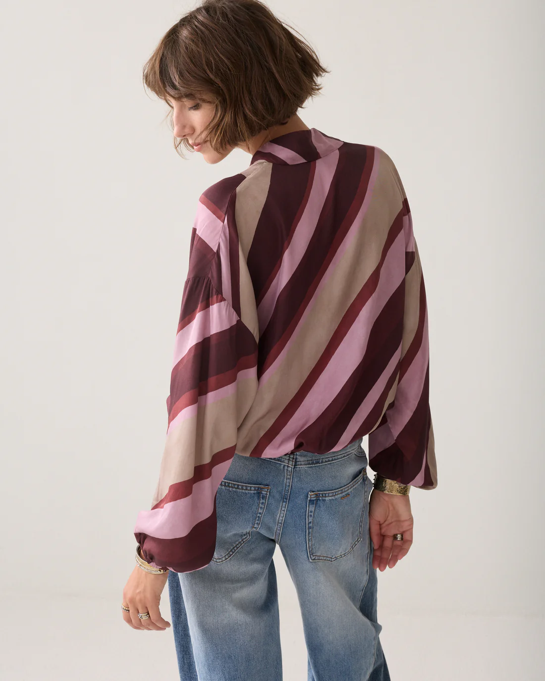 Summum W26 2s3560 Top v-neck stripe printed multicolour - Afbeelding 6
