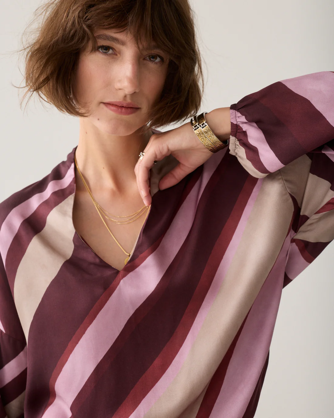 Summum W26 2s3560 Top v-neck stripe printed multicolour - Afbeelding 5