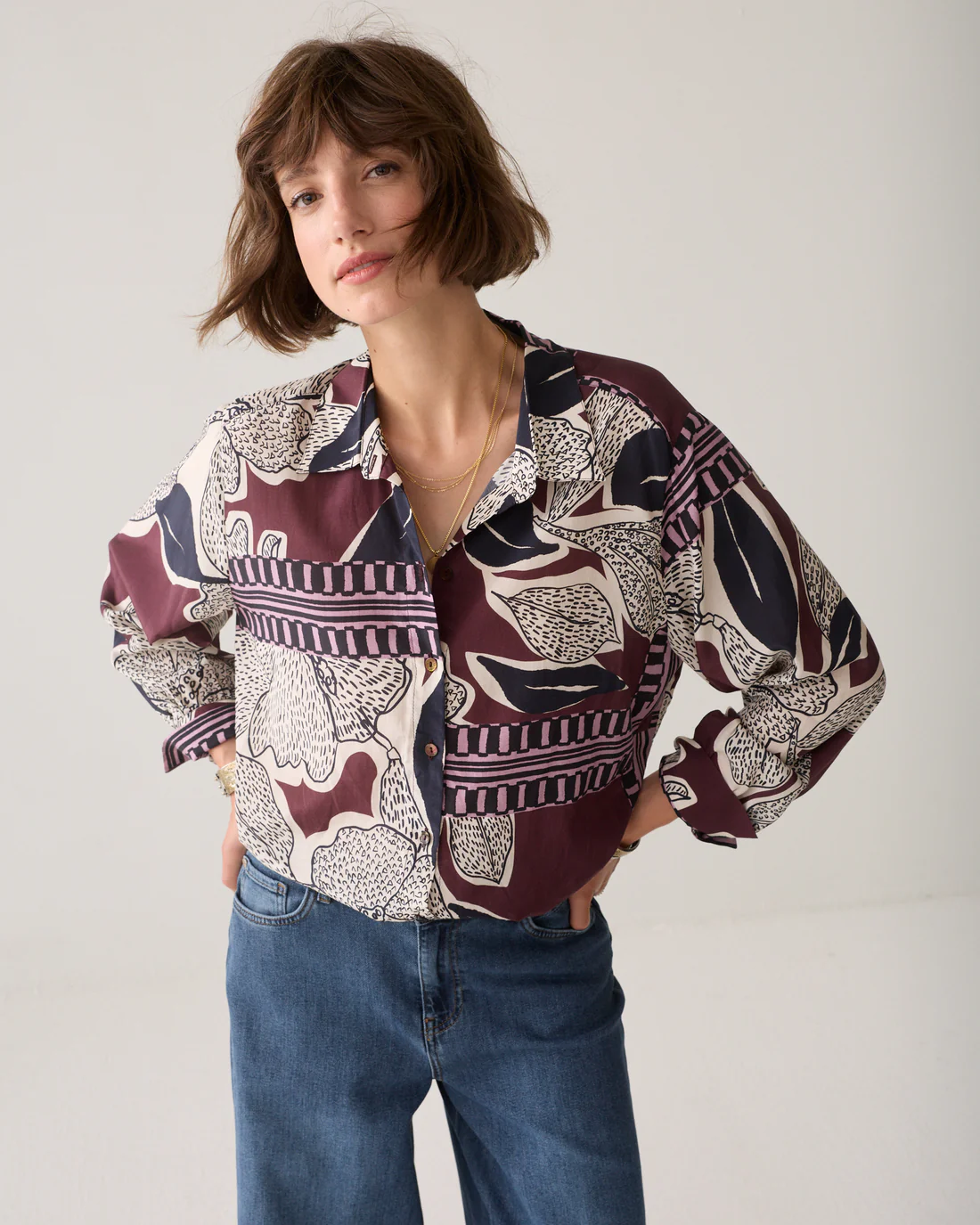 Summum W26 2s3561 Blouse scarf print multicolour - Afbeelding 3