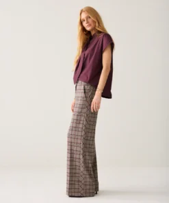 Summum W26 4s3040 Trousers check burgundy multicolour