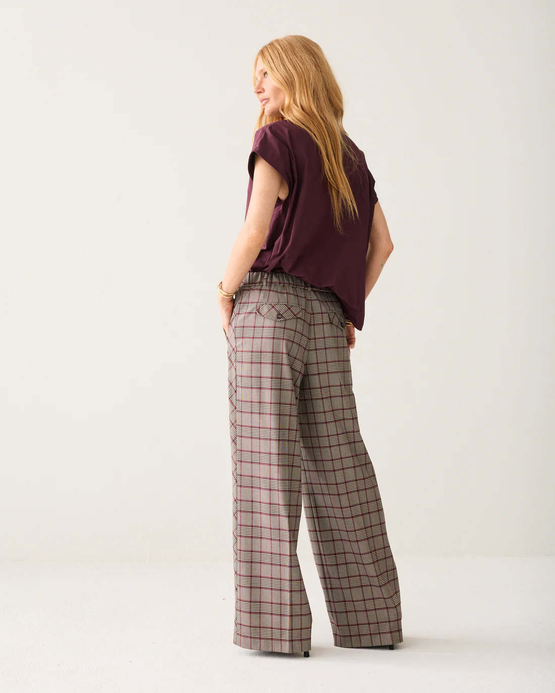 Summum W26 4s3040 Trousers check burgundy multicolour - Afbeelding 6