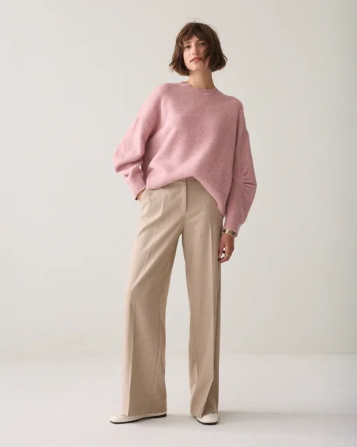 Summum W26 4s3047 Trouseres wide leg will melange light taupe