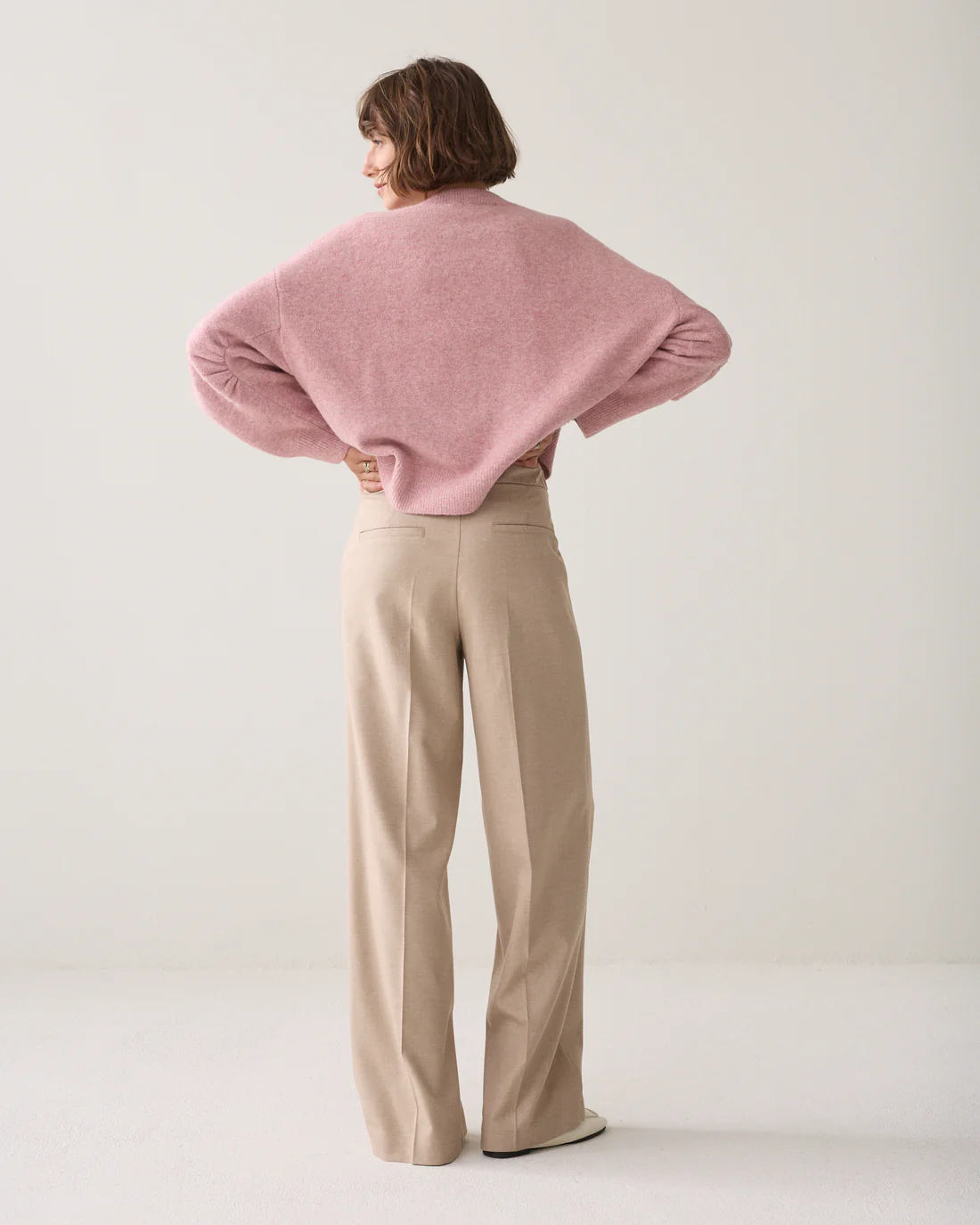 Summum W26 4s3047 Trouseres wide leg will melange light taupe - Afbeelding 5