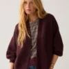 Summum W26 7s5844 Puff sleeve cardigan cozy melange knit dark burgundy - Afbeelding 3