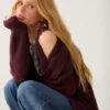 Summum W26 7s5844 Puff sleeve cardigan cozy melange knit dark burgundy - Afbeelding 5