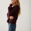 Summum W26 7s5844 Puff sleeve cardigan cozy melange knit dark burgundy - Afbeelding 4