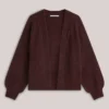 Summum W26 7s5844 Puff sleeve cardigan cozy melange knit dark burgundy - Afbeelding 2