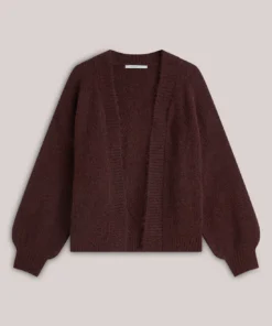 Alternative view of Summum W26 7s5844 Puff sleeve cardigan cozy melange knit dark burgundy