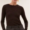 By-Bar W26 basic ls melange stripe top coffee bean - Afbeelding 6