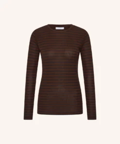 Alternative view of By-Bar W26 basic ls melange stripe top coffee bean