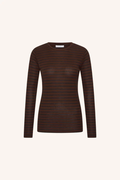 Alternative view of By-Bar W26 basic ls melange stripe top coffee bean