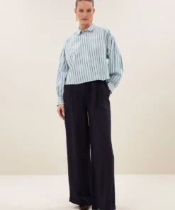 By-Bar W26 sarah short sea blouse green sea stripe