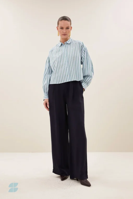 By-Bar W26 sarah short sea blouse green sea stripe