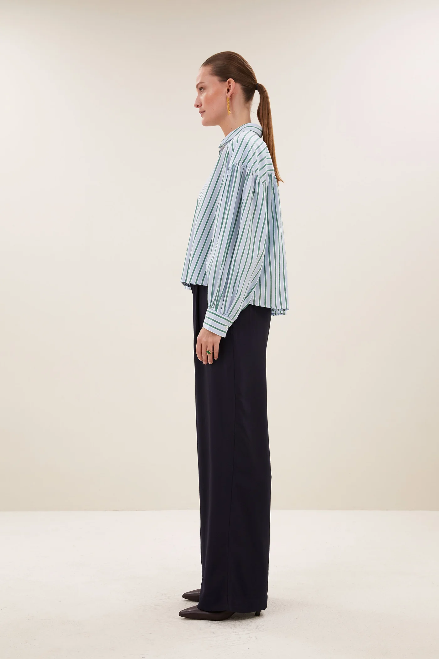 By-Bar W26 sarah short sea blouse green sea stripe - Afbeelding 5