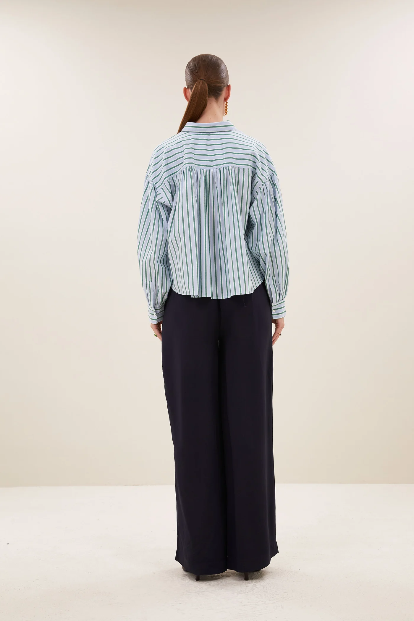 By-Bar W26 sarah short sea blouse green sea stripe - Afbeelding 4